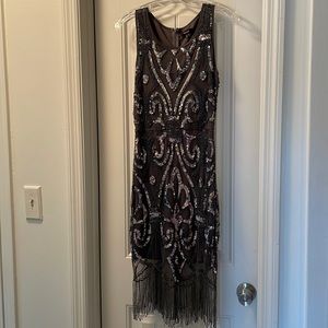 Dark Gray Sequined Flapper style cocktail dress